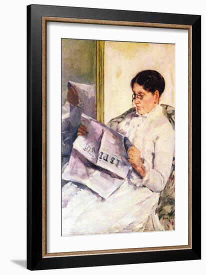 When Reading of Figaro-Mary Cassatt-Framed Premium Giclee Print