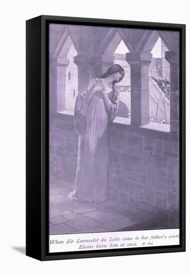 When Sir Launcelot Du Lake Came to Her Father's Court Elaine Knew Him at Once-William Henry Margetson-Framed Premier Image Canvas