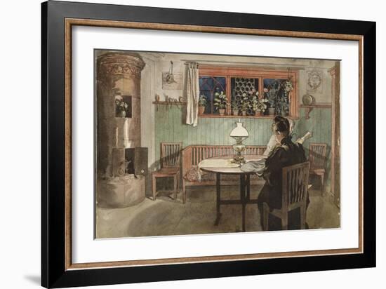 When the Children have Gone to Bed, from 'A Home' series, c.1895-Carl Larsson-Framed Giclee Print