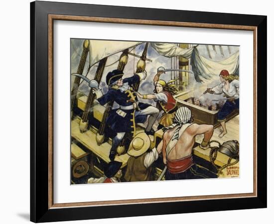 When the Pirate Ship Was Attacked-Alberto Salinas-Framed Giclee Print