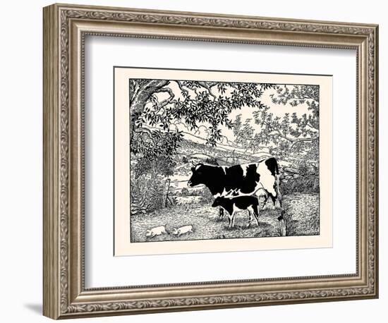 When They Went Scampering By, the Cow Just Stared at Them-Luxor Price-Framed Art Print