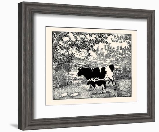 When They Went Scampering By, the Cow Just Stared at Them-Luxor Price-Framed Art Print