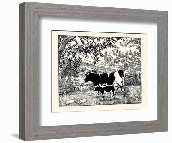 When They Went Scampering By, the Cow Just Stared at Them-Luxor Price-Framed Art Print
