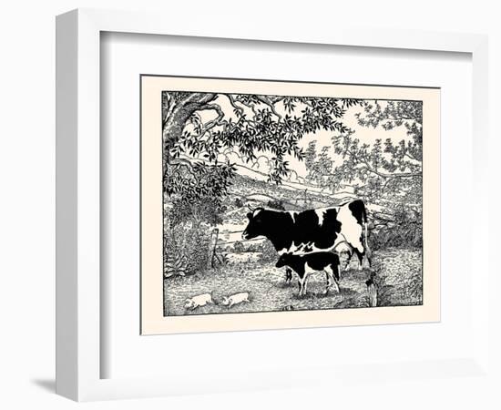 When They Went Scampering By, the Cow Just Stared at Them-Luxor Price-Framed Art Print