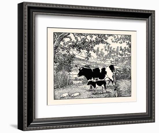 When They Went Scampering By, the Cow Just Stared at Them-Luxor Price-Framed Art Print