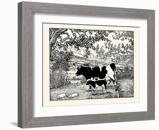 When They Went Scampering By, the Cow Just Stared at Them-Luxor Price-Framed Art Print