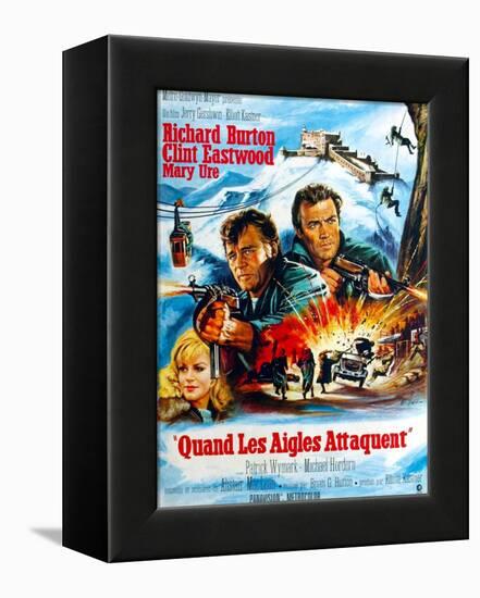 Where Eagles Dare, from Left, Mary Ure, Richard Burton, Clint Eastwood, 1968-null-Framed Stretched Canvas