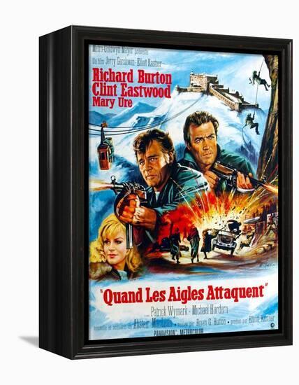 Where Eagles Dare, from Left, Mary Ure, Richard Burton, Clint Eastwood, 1968-null-Framed Stretched Canvas
