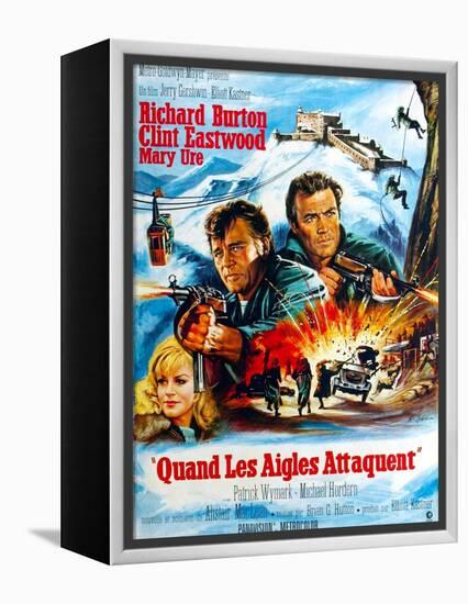 Where Eagles Dare, from Left, Mary Ure, Richard Burton, Clint Eastwood, 1968-null-Framed Stretched Canvas