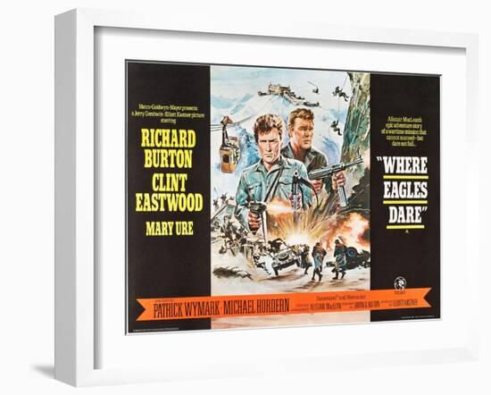 Where Eagles Dare, UK Movie Poster, 1968--Framed Art Print