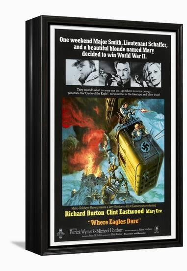 Where Eagles Dare, US poster, Richard Burton, Clint Eastwood, Mary Ure, 1968-null-Framed Stretched Canvas