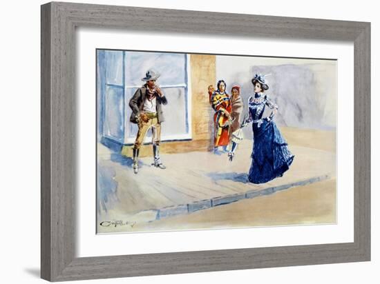 Where East Meets West-Charles Marion Russell-Framed Art Print