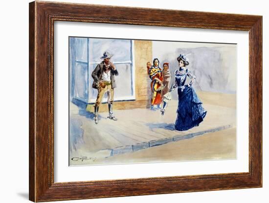 Where East Meets West-Charles Marion Russell-Framed Art Print