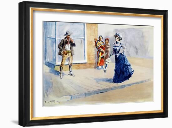 Where East Meets West-Charles Marion Russell-Framed Art Print