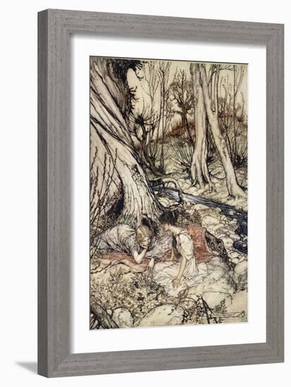 ..Where Often You and I Upon Faint Primrose-Beds Were Wont to Lie-Arthur Rackham-Framed Giclee Print