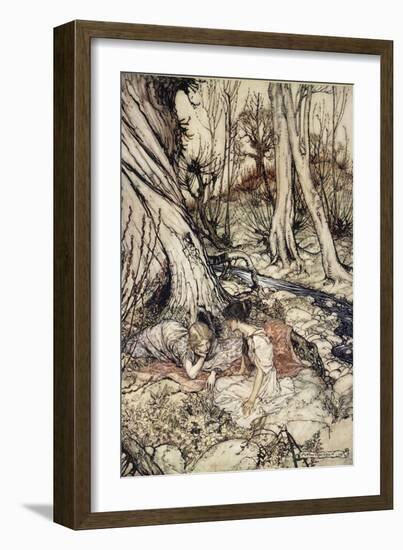 ..Where Often You and I Upon Faint Primrose-Beds Were Wont to Lie-Arthur Rackham-Framed Giclee Print