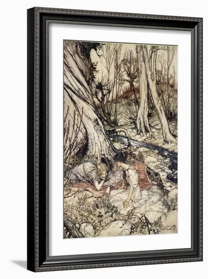 ..Where Often You and I Upon Faint Primrose-Beds Were Wont to Lie-Arthur Rackham-Framed Giclee Print