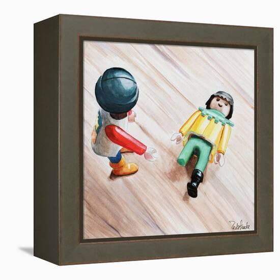 Where's Your Leg?-Jennifer Redstreake Geary-Framed Stretched Canvas