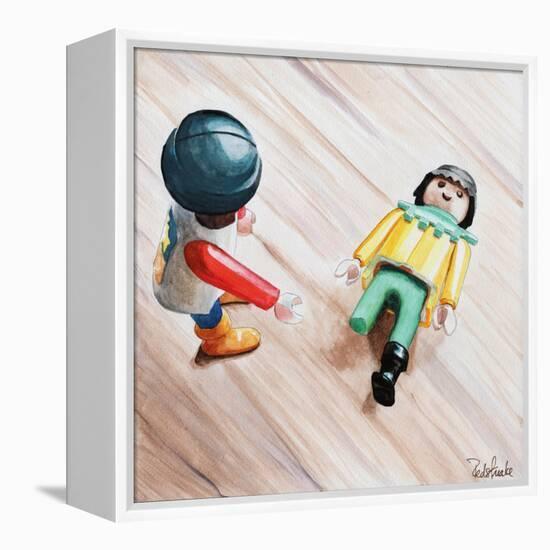 Where's Your Leg?-Jennifer Redstreake Geary-Framed Stretched Canvas