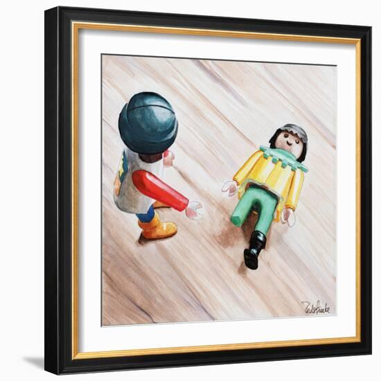 Where's Your Leg?-Jennifer Redstreake Geary-Framed Art Print