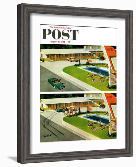 "Where the Girls Are" Saturday Evening Post Cover, August 17, 1957-Thornton Utz-Framed Giclee Print