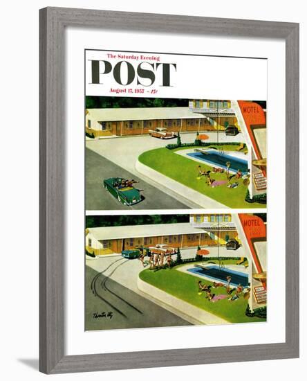 "Where the Girls Are" Saturday Evening Post Cover, August 17, 1957-Thornton Utz-Framed Giclee Print