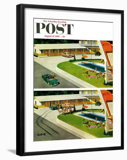 "Where the Girls Are" Saturday Evening Post Cover, August 17, 1957-Thornton Utz-Framed Giclee Print