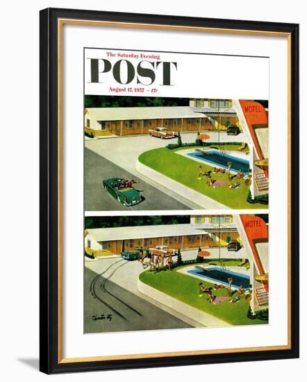 "Where the Girls Are" Saturday Evening Post Cover, August 17, 1957-Thornton Utz-Framed Giclee Print