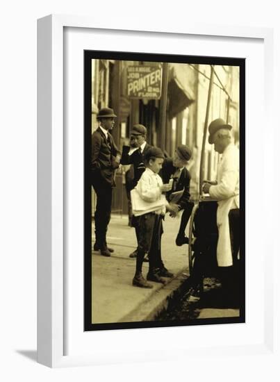 Where the Newsboy's Money Goes-Lewis Wickes Hine-Framed Art Print