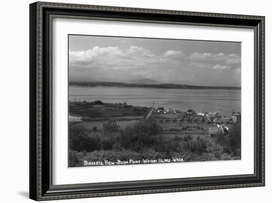 Whidbey Island, Washington - Aerial View from Bush Point-Lantern Press-Framed Art Print