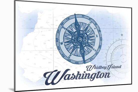 Whidbey Island, Washington - Compass - Blue - Coastal Icon-Lantern Press-Mounted Art Print