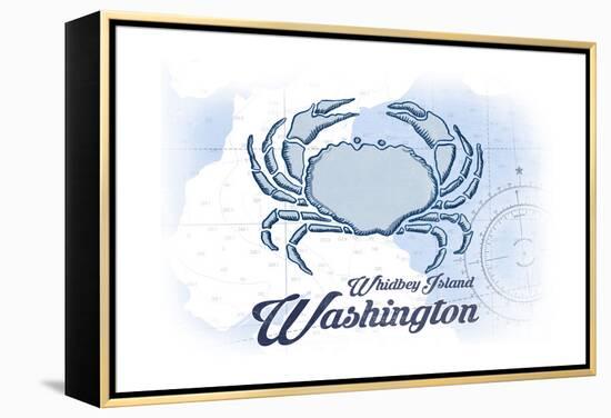 Whidbey Island, Washington - Crab - Blue - Coastal Icon-Lantern Press-Framed Stretched Canvas