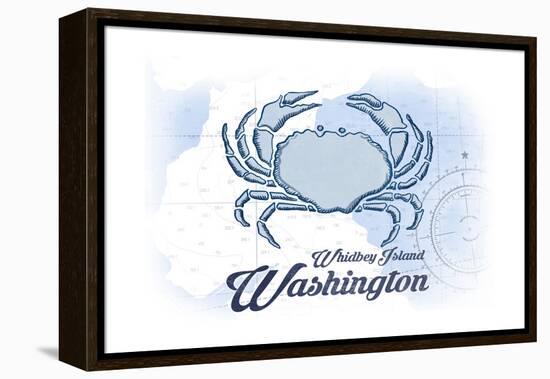 Whidbey Island, Washington - Crab - Blue - Coastal Icon-Lantern Press-Framed Stretched Canvas