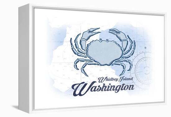 Whidbey Island, Washington - Crab - Blue - Coastal Icon-Lantern Press-Framed Stretched Canvas