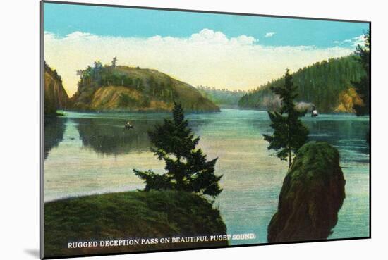 Whidbey Island, Washington - Deception Pass View from Puget Sound, c.1928-Lantern Press-Mounted Art Print