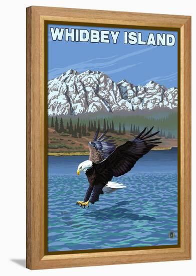 Whidbey Island, Washington - Eagle Fishing-Lantern Press-Framed Stretched Canvas