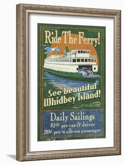 Whidbey Island, Washington - Ferry-Lantern Press-Framed Art Print