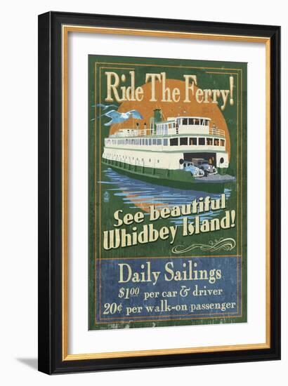 Whidbey Island, Washington - Ferry-Lantern Press-Framed Art Print