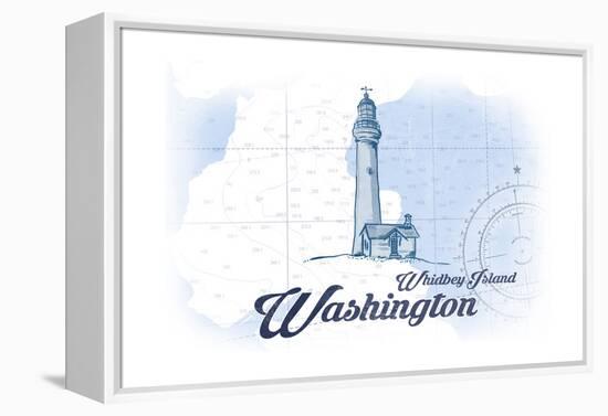 Whidbey Island, Washington - Lighthouse - Blue - Coastal Icon-Lantern Press-Framed Stretched Canvas