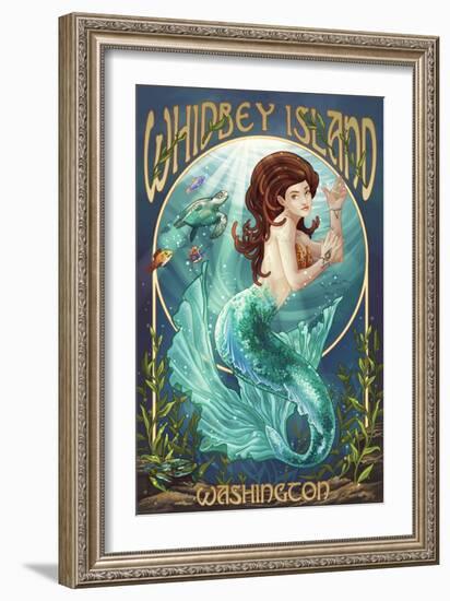 Whidbey Island, Washington - Mermaid-Lantern Press-Framed Art Print