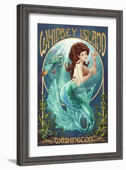 Whidbey Island, Washington - Mermaid-Lantern Press-Framed Art Print