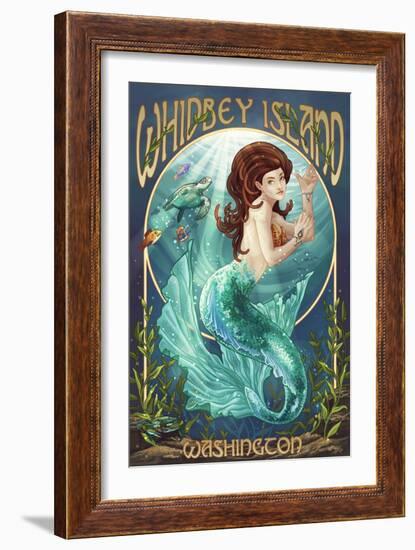 Whidbey Island, Washington - Mermaid-Lantern Press-Framed Art Print