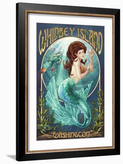 Whidbey Island, Washington - Mermaid-Lantern Press-Framed Art Print