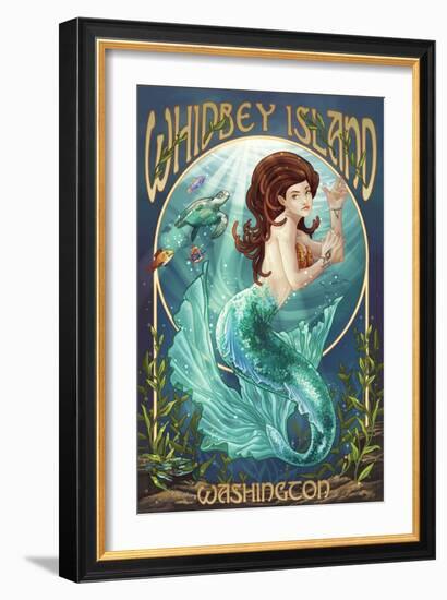 Whidbey Island, Washington - Mermaid-Lantern Press-Framed Art Print