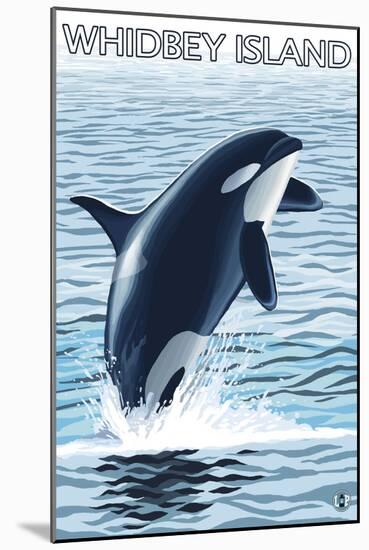 Whidbey Island, Washington - Orca Jumping-Lantern Press-Mounted Art Print