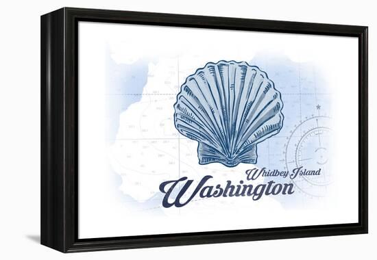 Whidbey Island, Washington - Scallop Shell - Blue - Coastal Icon-Lantern Press-Framed Stretched Canvas