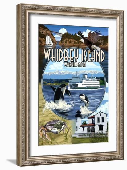 Whidbey Island, Washington - Scenes-Lantern Press-Framed Art Print