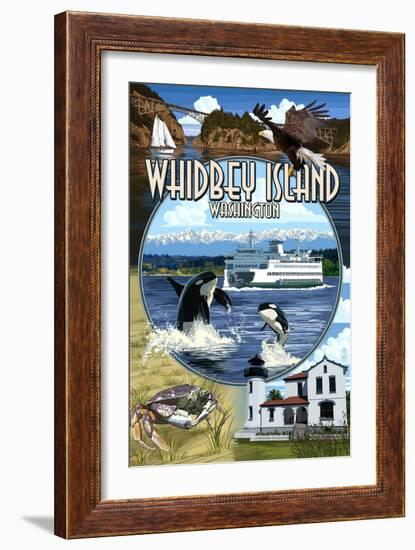 Whidbey Island, Washington - Scenes-Lantern Press-Framed Art Print