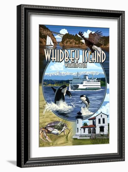 Whidbey Island, Washington - Scenes-Lantern Press-Framed Art Print