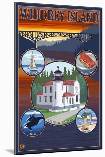 Whidbey Island, Washington - Scenic Travel Poster-Lantern Press-Mounted Art Print